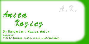 anita kozicz business card